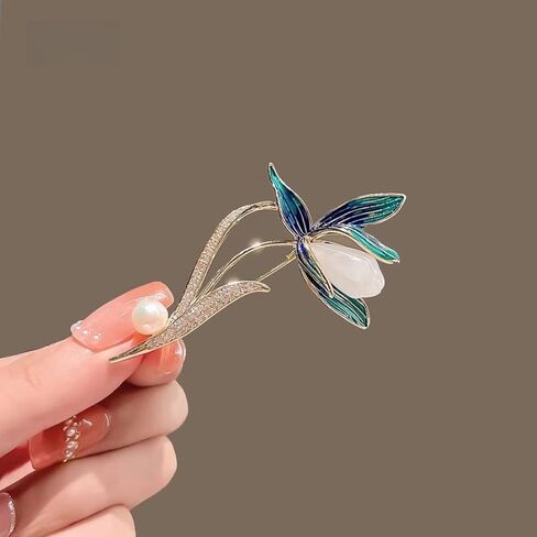 Elegant Flower Brooch for Women, Vintage Premium Enamel Boutonniere, Coat and Suit Pendant Necklace, Jasmine Magnolia Lily Osmanthus Designs in Saudi Arabia