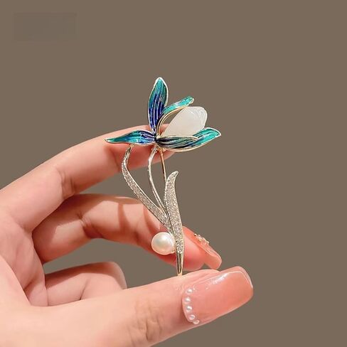 Elegant Flower Brooch for Women, Vintage Premium Enamel Boutonniere, Coat and Suit Pendant Necklace, Jasmine Magnolia Lily Osmanthus Designs in Saudi Arabia