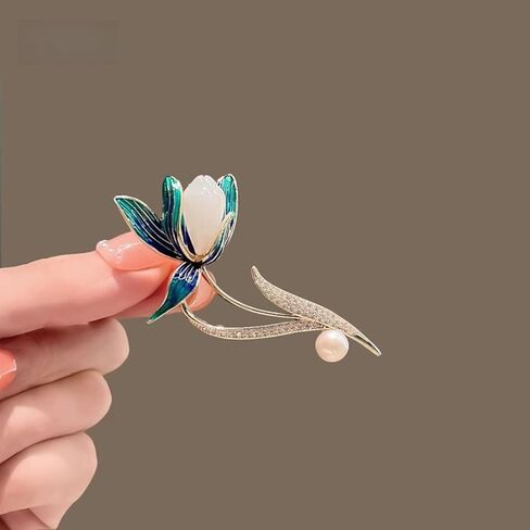 Elegant Flower Brooch for Women, Vintage Premium Enamel Boutonniere, Coat and Suit Pendant Necklace, Jasmine Magnolia Lily Osmanthus Designs in Saudi Arabia