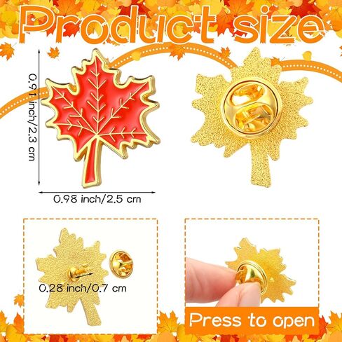 Fall Maple Leaf Brooch Pin Thanksgiving Lapel Enamel Pins Autumn Maple Leaf Brooch Decoration for Clothing Bags Backpack Hat Fall Jewelry Accessory Gifts Decoration in Saudi Arabia