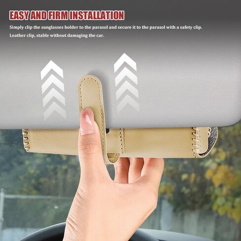 Sunglasses Holder for Car Sun Visor, Leather Auto Eyeglasses Storage Case with Hidden Magnetic Closure, Universal Protective Glasses Organizer Box, Visor Accessories for Woman Man (Pink) in Kuwait