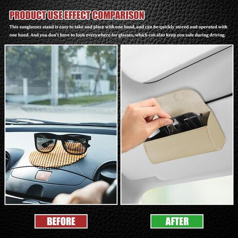 Sunglasses Holder for Car Sun Visor, Leather Auto Eyeglasses Storage Case with Hidden Magnetic Closure, Universal Protective Glasses Organizer Box, Visor Accessories for Woman Man (Pink) in Kuwait