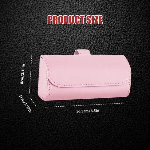 Sunglasses Holder for Car Sun Visor, Leather Auto Eyeglasses Storage Case with Hidden Magnetic Closure, Universal Protective Glasses Organizer Box, Visor Accessories for Woman Man (Pink) in Kuwait