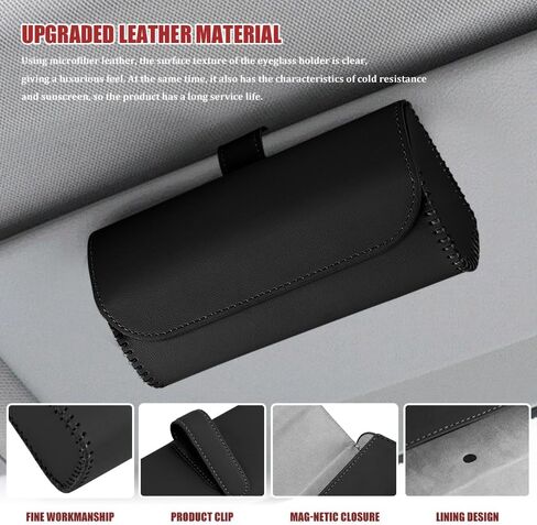 حامل النظارات الشمسية لـ Car Sun Visor ، علبة تخزين من الجلد للحيوانات التلقائية مع إغلاق مغناطيسي مخفي ، صندوق منظم نظارات واقية عالمي ، إكسسوارات من أجل Woman Man (الوردي) in Saudi Arabia