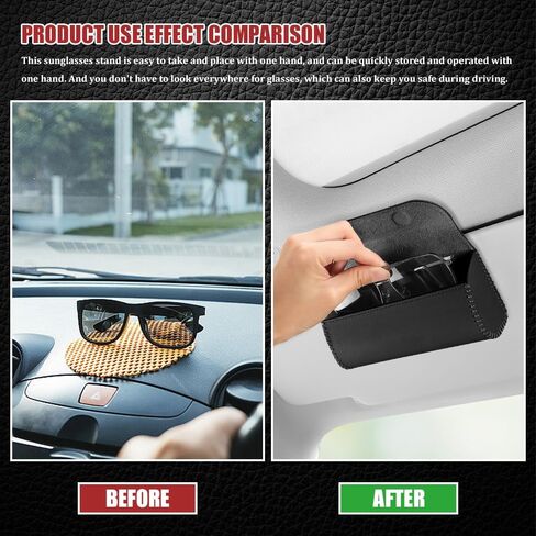 حامل النظارات الشمسية لـ Car Sun Visor ، علبة تخزين من الجلد للحيوانات التلقائية مع إغلاق مغناطيسي مخفي ، صندوق منظم نظارات واقية عالمي ، إكسسوارات من أجل Woman Man (الوردي) in Saudi Arabia