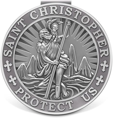 Saint Christopher Medal for Car,Visor Clip,St Christopher Medal for Car,Talisman for Safety,Automotive Visor Accessories,Gift for Drivers, Families, Friends in Kuwait