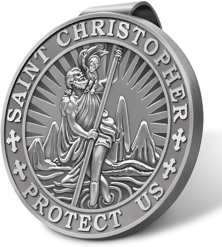 Saint Christopher Medal for Car,Visor Clip,St Christopher Medal for Car,Talisman for Safety,Automotive Visor Accessories,Gift for Drivers, Families, Friends in Kuwait
