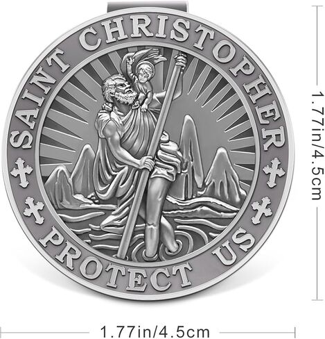 Saint Christopher Medal for Car,Visor Clip,St Christopher Medal for Car,Talisman for Safety,Automotive Visor Accessories,Gift for Drivers, Families, Friends in Kuwait
