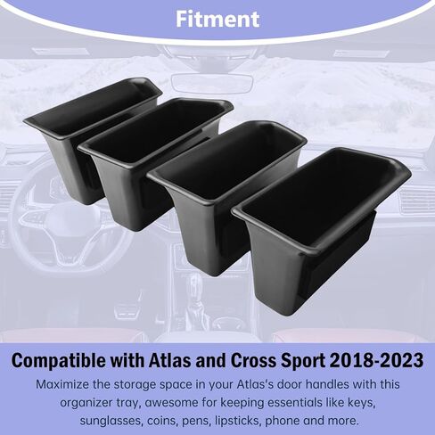 Door Grab Handle Storage Organizer Tray Compatible with VW Atlas and Cross Sport 2018 2019 2020 2021 2022 2023 Accessories, Door Grab Tray Armrest Box Atlas Accessories Phone Container 4PCS in Saudi Arabia