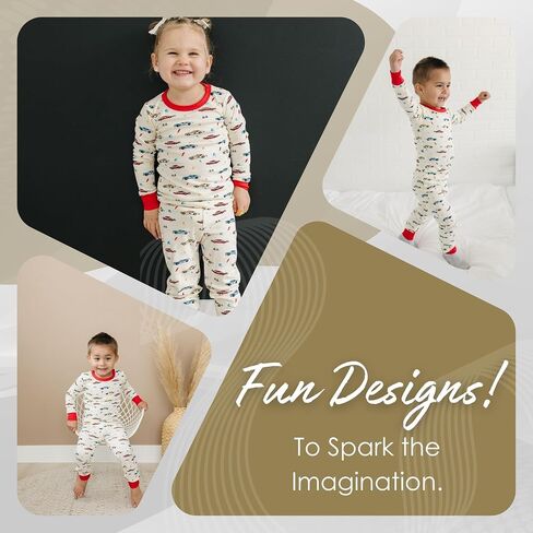 Toddler Pajamas Soft Baby Pajamas 2 Piece Sleepwear Set Toddler PJs, Viscose from bamboo (Building Blocks 3T) in Kuwait