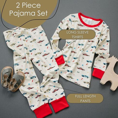 Toddler Pajamas Soft Baby Pajamas 2 Piece Sleepwear Set Toddler PJs, Viscose from bamboo (Building Blocks 3T) in Kuwait