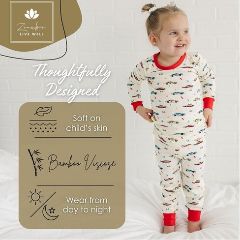 Toddler Pajamas Soft Baby Pajamas 2 Piece Sleepwear Set Toddler PJs, Viscose from bamboo (Building Blocks 3T) in Kuwait