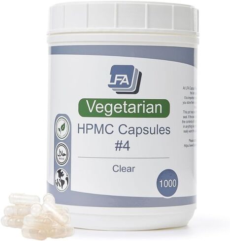 Empty Capsules Size 4 - Clear Vegan HPMC - 120 Count - Fits Capsule Machine Filling Tray - Joined Vegetarian Caps Easy Snap for DIY Powder Supplement Pills - Certified Halal Kosher Hypromellose in Saudi Arabia