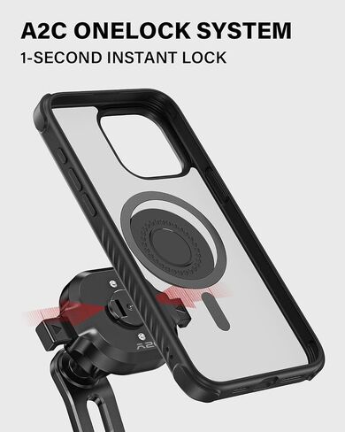 A2C One-Lock System Bike Phone Holder Kit with MagSafe Phone Case for iPhone 16 Pro Max ONLY in Saudi Arabia