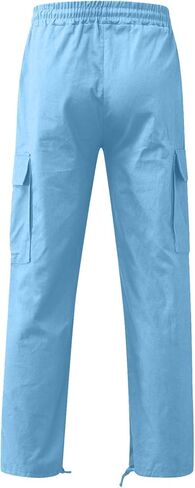 Mens Cargo Pants Casual Joggers Athletic Hiking Pants Cotton Loose Baggy Straight Leg Sweatpants with Pockets in Saudi Arabia