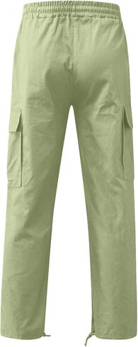 Mens Cargo Pants Casual Joggers Athletic Hiking Pants Cotton Loose Baggy Straight Leg Sweatpants with Pockets in Saudi Arabia