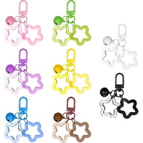8 PCS Star Keychain لطيف النجوم قلادة Keyring Candy Color Acrylic Pentagram مفتاح سلسلة المحفظ in Kuwait