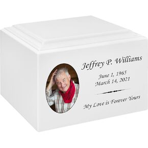 Stonewood Large Engraved Custom Photo Cremation Urn for Human Ashes - Composite Wood Cremation Urn for Adult Ashes - 280 Cubic Inch Capacity -Personalization Included in Kuwait
