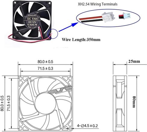 1225 مروحة تبريد 120 مم × 25 مم 1800 دورة في الدقيقة DC 12V 2Pin كروي بدون فرش 2 حزمة لوحدة المعالجة المركزية للكمبيوتر in Saudi Arabia
