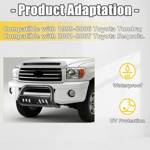 Kuafu 3 "Bull Bar متوافق مع 1999-2006 Toyota Tundra 2001-2007 Toyota sequoia w/skid plate tube push grille grille black in Saudi Arabia