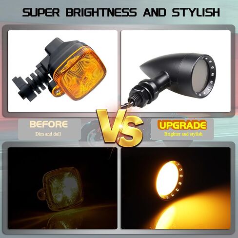 Bullet Front Rear LED Turn Signal Lights Universal Motorcycle Brake Taillights 12V Running Light Compatible with Honda Dual Sport Harley Yamaha Suzuki Kawasaki, Black in Kuwait