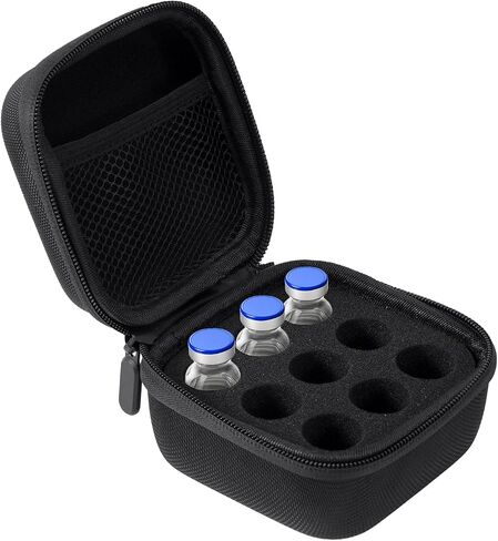 9 Slot Insulin Fridge Travel Storage Case, Black Secure & Compact Peptide Holder Fridge Organizer Case Fits Standard 10ml U-100 Vials (Not Fit Tall Vial) in Saudi Arabia