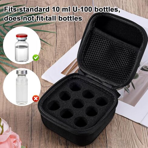 9 Slot Insulin Fridge Travel Storage Case, Black Secure & Compact Peptide Holder Fridge Organizer Case Fits Standard 10ml U-100 Vials (Not Fit Tall Vial) in Saudi Arabia