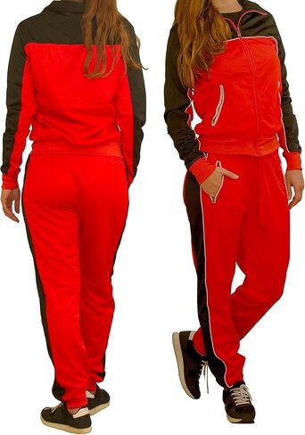 Women's 2-Piece Fashionary Tracksuit Full Track Jacket & Jogger Track pants Jumpsuit in Kuwait