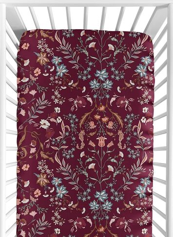 Sweet Jojo Designs Boho Wildflower Vintage Floral Girl Baby Bassinet Sheets Fitted Sheet Set Infant Newborn Nursery Oval Rectangle Hourglass Mattress 2p Orange and Bohemian Farmhouse Daisy Botanical in Kuwait