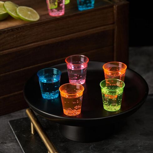 MATANA 300 Neon Plastic Shot Glasses (1oz), Party Shot Cups for Wine Tasting, Condiments, Sauce, Jello Shots & More - Sturdy & Reusable in Kuwait