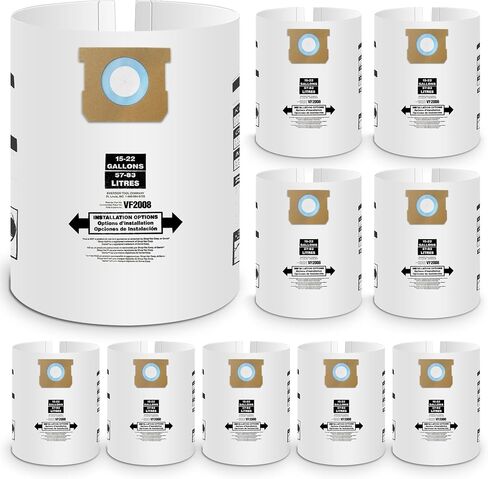 90663 Vac Bags Type G 9066300 & Type J 90673 9067300 and VF2008 Compatible with Shop Vac 15-22 Gallon Wet/Dry Vacuum Replacement Parts and Accessories, 5 Pack in Kuwait