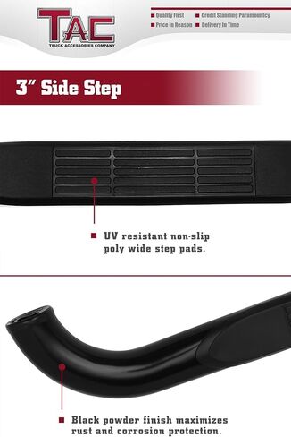 خطوات جانبية TAC FIT 2004-2012 CHEVY COLORADA CREW CAB/GMC CANYON CREW CAB BACKUP TRACK 3 "سوداء الجانب بارات Nerf Step Rails Running Off Off Road Outside Excediors (2 قطعان يركضون) in Saudi Arabia