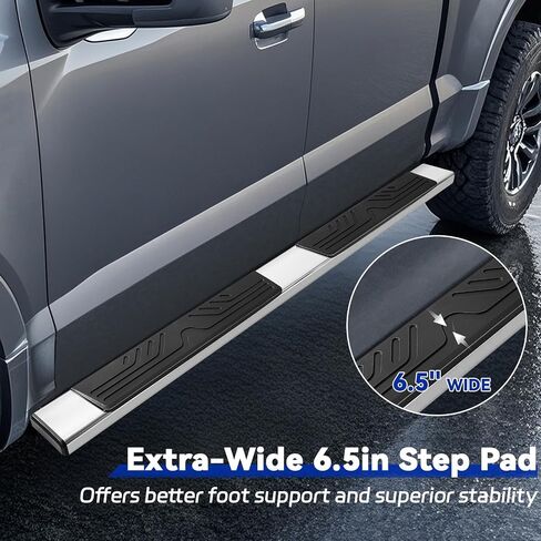 6.5" Running Boards for 2007-2018 Chevy Silverado/GMC Sierra 1500, 2007-2019 2500HD 3500HD Crew Cab (4 Full-Size Doors) - Side Steps Bars for Truck in Kuwait