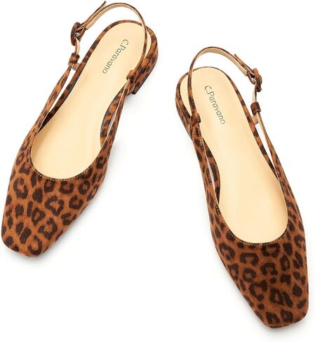 C.Paravano Women's Square Toe Slingback Flats Ankle Strap Casual Shoes Slip-On Sandals Comfortable Flats for Daily Wear in Kuwait