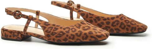 C.Paravano Women's Square Toe Slingback Flats Ankle Strap Casual Shoes Slip-On Sandals Comfortable Flats for Daily Wear in Kuwait