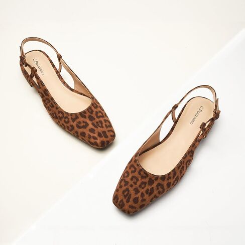 C.Paravano Women's Square Toe Slingback Flats Ankle Strap Casual Shoes Slip-On Sandals Comfortable Flats for Daily Wear in Kuwait