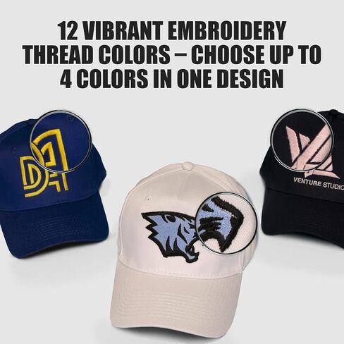 GotPrint Custom Hat, Embroidered Baseball Cap, Logo or Text, Adjustable Loop Backing, 100% Cotton in Saudi Arabia
