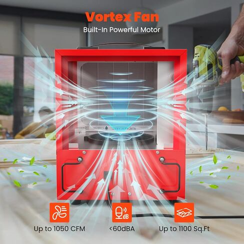 Abestorm Tabletop Aust Collector for Woodworking ، وأنظمة ترشيح الهواء المحمولة ، ومرشح هواء متحرك مع وظيفة مؤقت ، ومثالية لتجديدات أعمال المرآب وتجديدات الغرف in Kuwait