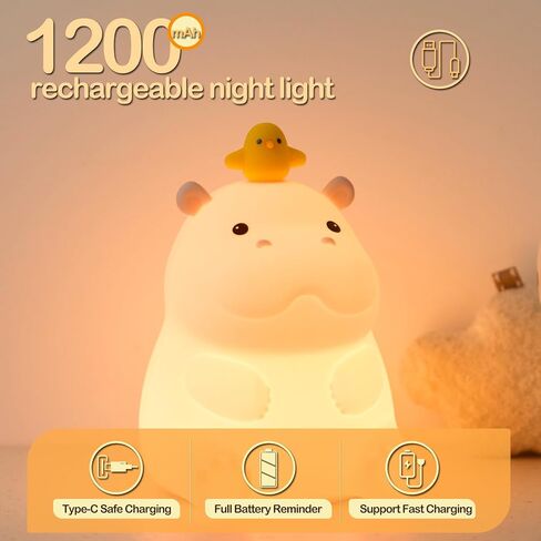 ATSUI Happy Penguin Night Light, LED Squishy Novelty Animal Lamp, Food Grade Silicone, 2 Level Dimmable, Nursery Nightlight for Desk Decor, Funny Gifts Stuff for Boys Girls Baby, White Elephant Gifts in Kuwait