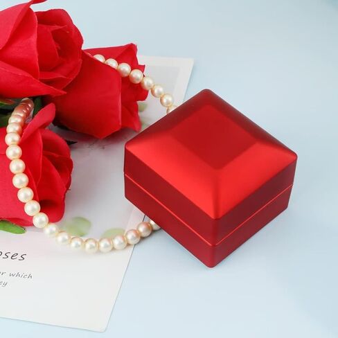 Luxury Ring Box with LED Light, Ring Box for Proposal,Engagement,Wedding,Square Shaped Luxury Jewelry Box with LED Light for Jewelry-Black in Saudi Arabia