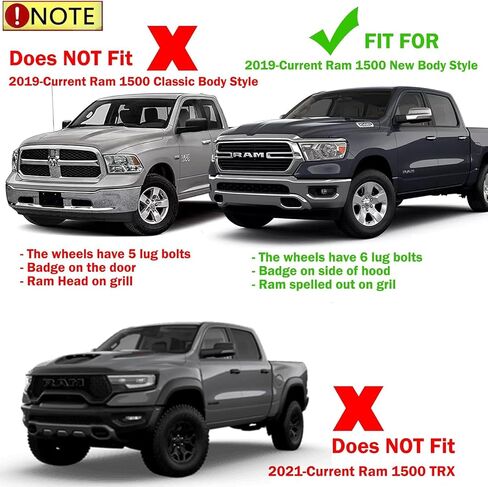 Mud Flaps for 2019 2020 2021 2022 2023 2024 RAM 1500 New Body Style/Non-Classic Model/Only Fits with OEM Fender Flares/Not for TRX Model/No Drill All Weather Mudflaps Splash Guards for Trucks in Saudi Arabia