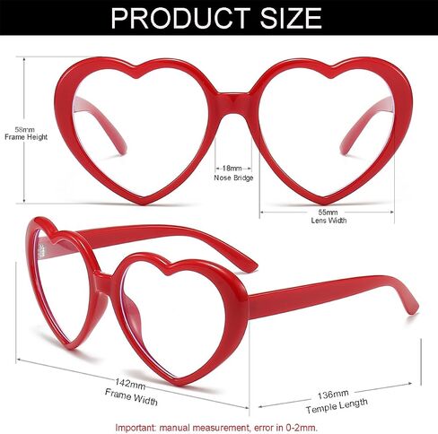 NIDOVIX Heart Frame Clear Lens Glasses for Women Classic Vintage Retro Red Heart Non-Prescription Eyeglasses in Saudi Arabia