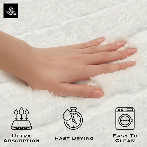 2 Piece Luxury Hotel Bath Rug Set, Extra Soft Plush Fluffy & Water Absorbent, Bathroom Mats, Non Slip Rubber Backing, Machine Washable, 20" x 32" Plus 17" x 24", Light Grey in Kuwait