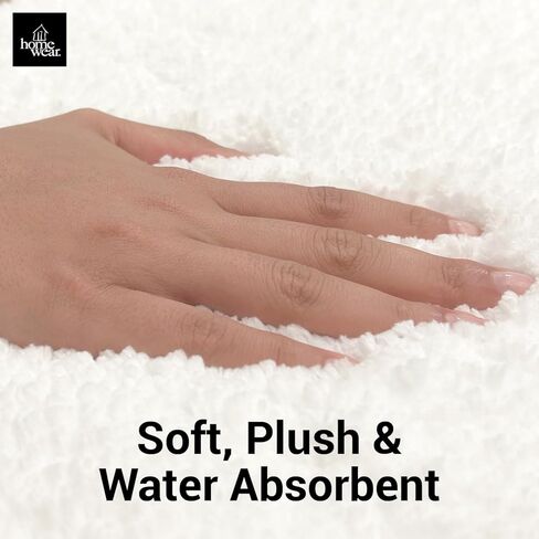 2 Piece Luxury Hotel Bath Rug Set, Extra Soft Plush Fluffy & Water Absorbent, Bathroom Mats, Non Slip Rubber Backing, Machine Washable, 20" x 32" Plus 17" x 24", Light Grey in Kuwait