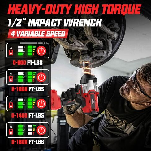 Cordless Impact Wrench 3/4" for Milwaukee 18V Battery, 1850Ft-lbs(2500N.m) High Torque Impact Gun Heavy Duty, Brushless Electric Power Impact Driver with 4 Speed Modes & LED Work Light (No battery) in Kuwait