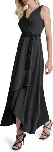 DKNY Women's Surplice Surplice Surplice Tie Fit & Flare Midi Dress in Kuwait