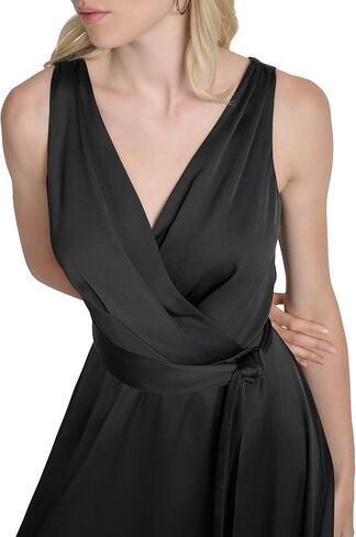 DKNY Women's Surplice Surplice Surplice Tie Fit & Flare Midi Dress in Kuwait