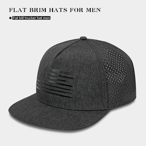 Flat Brim Hats Trucker Hat, XXL Big Head Trucker Snapback Hat with American Flag Breathable Mesh Hat Baseball Cap in Saudi Arabia
