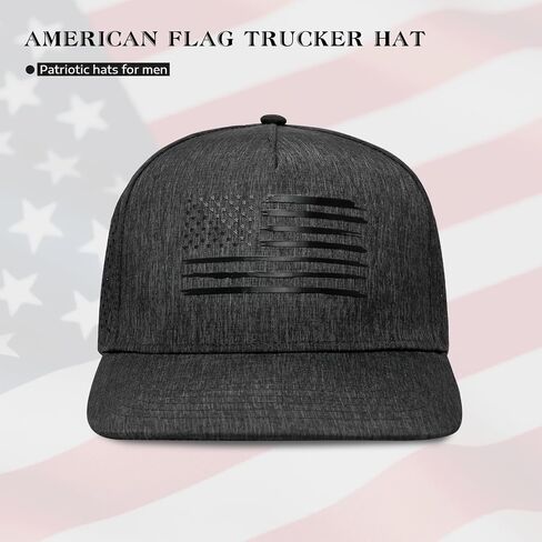 Flat Brim Hats Trucker Hat, XXL Big Head Trucker Snapback Hat with American Flag Breathable Mesh Hat Baseball Cap in Saudi Arabia