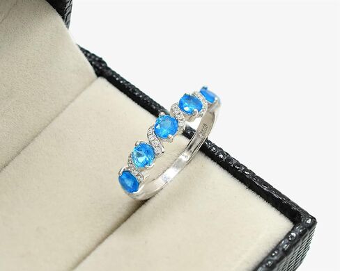 Natural Neon Neon Apatite Gemstone Ring 4 Mm Round Cut 925 Sterling Silver February February Cluster Cluster Ring Apatite Jewelry Proposal Enging Engagement For Girlfriend in Saudi Arabia